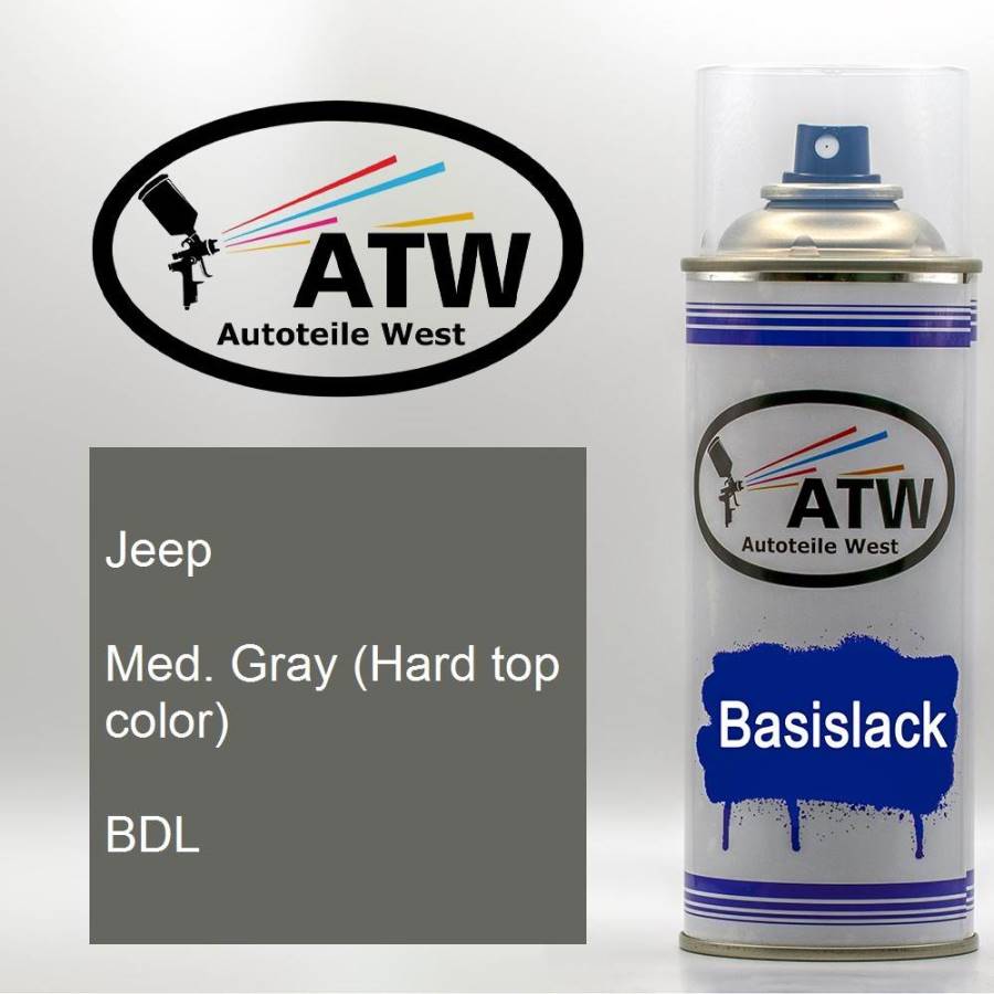 Jeep, Med. Gray (Hard top color), BDL: 400ml Sprühdose, von ATW Autoteile West.